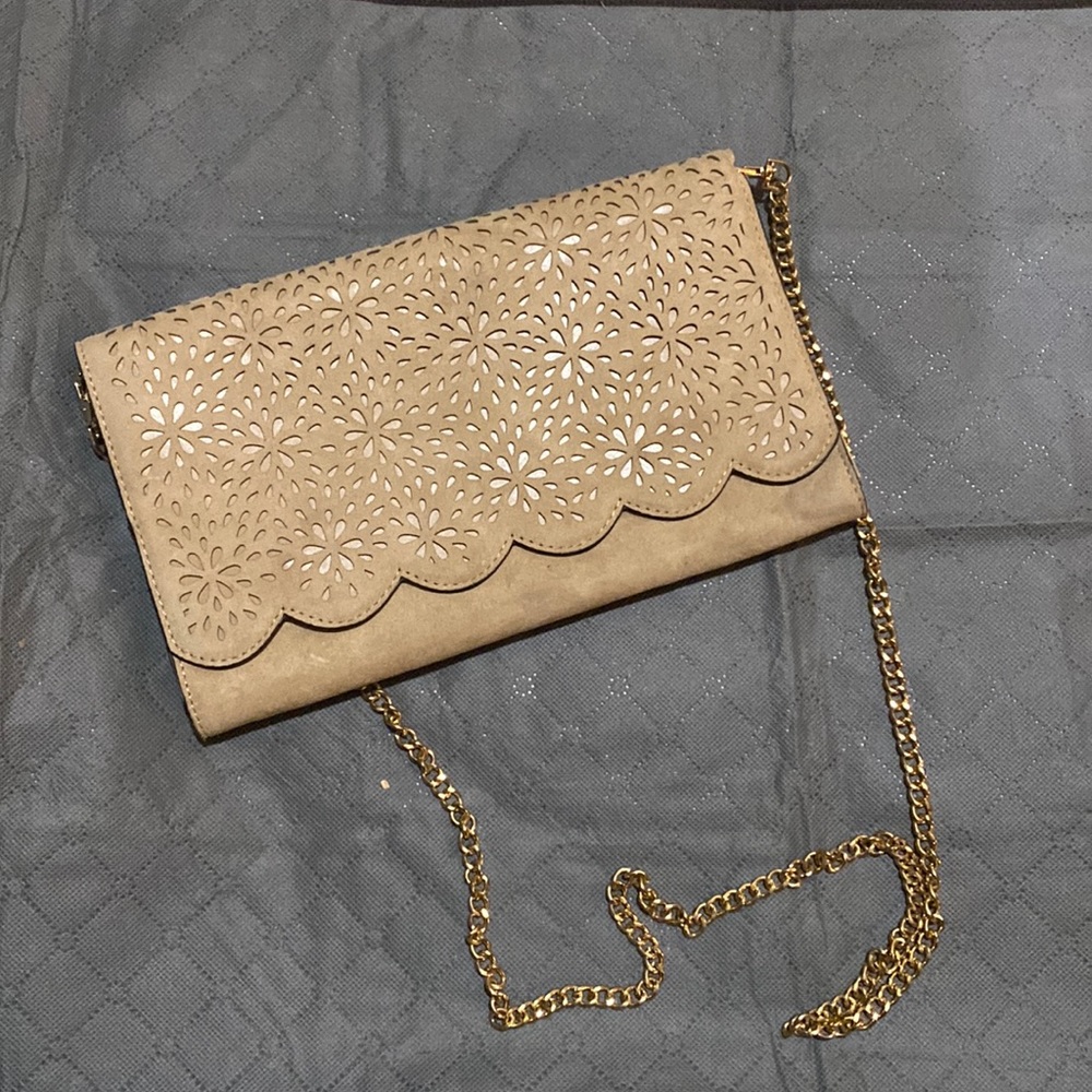 Suede Nude Aldo Clutch/Shoulder Bag